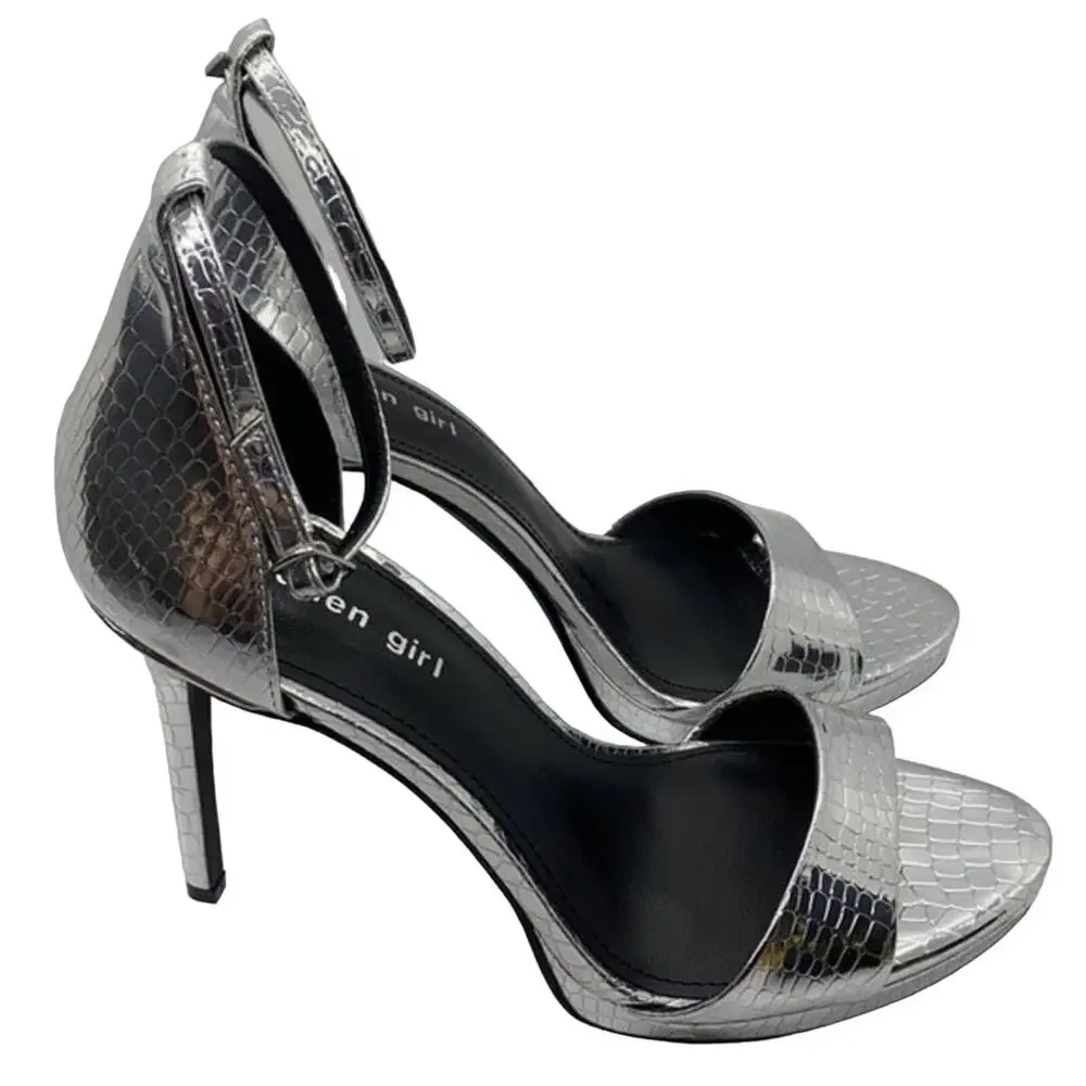 New Madden Girl Silver Snake Heels
